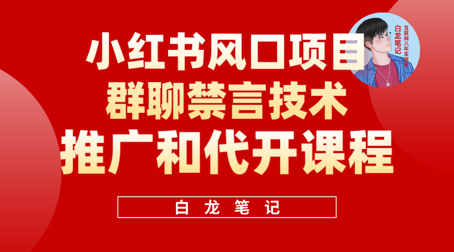 【副业项目5991期】小红书风口项目日入300+，小红书群聊禁言技术代开项目，适合新手操作-宏欣副业精选