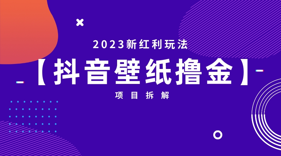 【副业项目6746期】2023新红利玩法：抖音壁纸撸金项目-宏欣副业精选