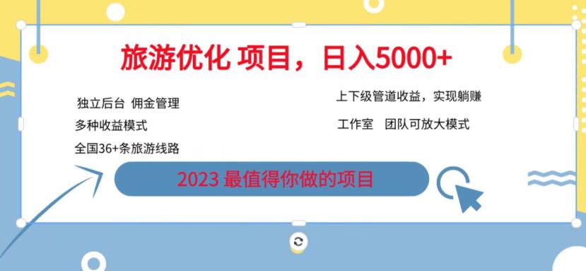 【副业项目6884期】旅游项目最新模式，独立后台+全国35+线路，日入5000+【揭秘】-宏欣副业精选