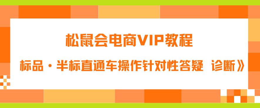 【副业项目6373期】松鼠会电商VIP教程：松鼠《付费推广标品·半标直通车操作针对性答疑&诊断》-宏欣副业精选