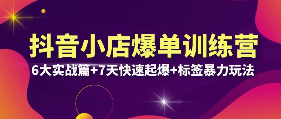 【副业项目6429期】抖音小店爆单训练营VIP线下课：6大实战篇+7天快速起爆+标签暴力玩法(32节)-宏欣副业精选