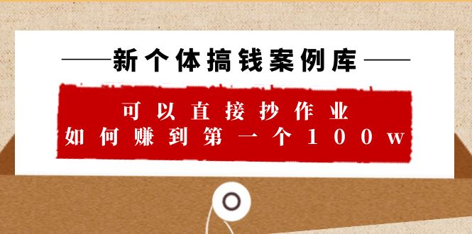 【副业项目6452期】新个体 搞钱案例 库，可以直接抄作业 如何赚到第一个100w（29节视频+文档）-宏欣副业精选