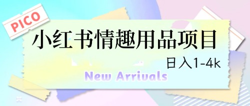 【副业项目6712期】最新小红书情趣用品项目，日入1-4k-宏欣副业精选