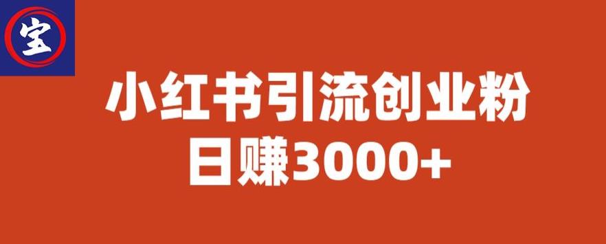 【副业项目6676期】宝哥小红书引流创业粉，日赚3000+【揭秘】-宏欣副业精选