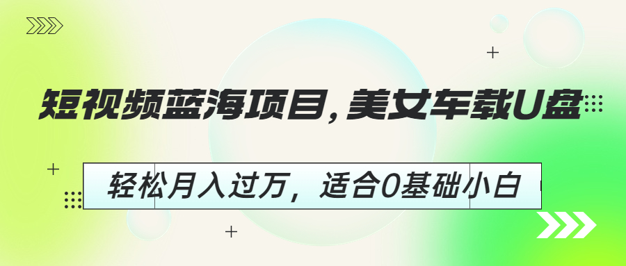 【副业项目6860期】短视频蓝海项目，美女车载U盘，轻松月入过万，适合0基础小白-宏欣副业精选