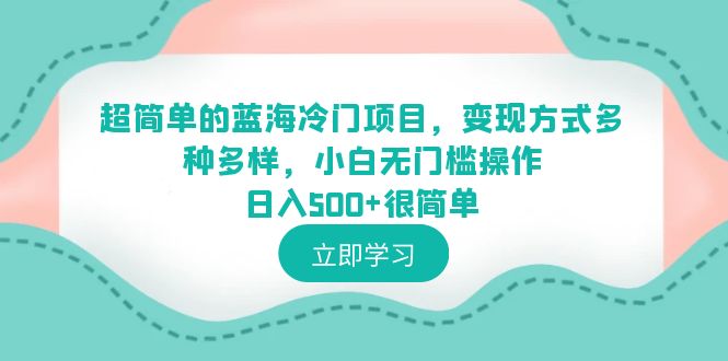 【副业项目6524期】超简单的蓝海冷门项目，变现方式多种多样，小白无门槛操作日入500+很简单-宏欣副业精选