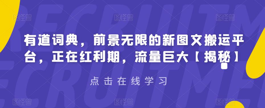 【副业项目6843期】有道词典，前景无限的新图文搬运平台，正在红利期，流量巨大【揭秘】-宏欣副业精选