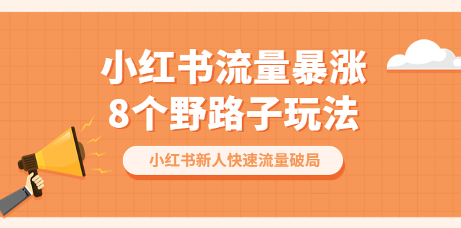 【副业项目6600期】小红书流量-暴涨8个野路子玩法：小红书新人快速流量破局（8节课）-宏欣副业精选