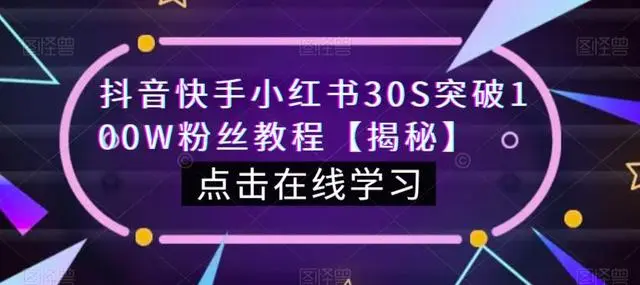 【副业项目6923期】教你一招，抖音、快手、小红书30S突破100W粉丝，保姆级教程，亲测有效-宏欣副业精选