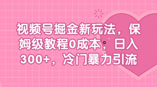 【副业项目7045期】视频号掘金新玩法，保姆级教程0成本，日入300+，冷门暴力引流-宏欣副业精选