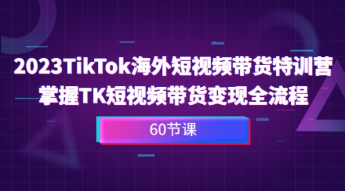 【副业项目7093期】2023-TikTok海外短视频带货特训营-宏欣副业精选