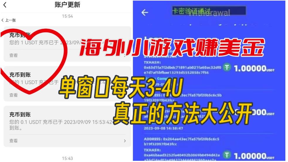 【副业项目7338期】海外小游戏美金项目真正可以达到3-4U单窗口的方法，单台电脑收入300+【揭秘】-宏欣副业精选