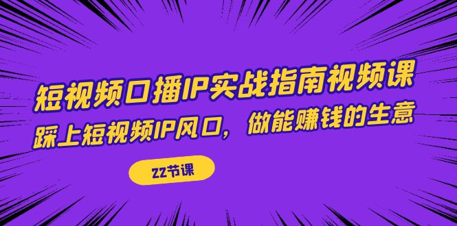 【副业项目7343期】短视频口播IP实战指南视频课，踩上短视频IP风口，做能赚钱的生意（22节课）-宏欣副业精选