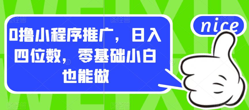 【副业项目7377期】0撸小程序推广，日入四位数，零基础小白也能做【揭秘】-宏欣副业精选