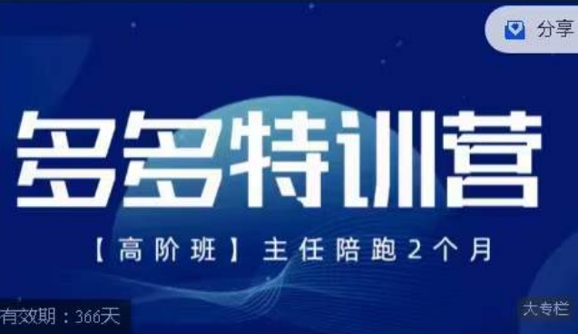 【副业项目7488期】纪主任·多多特训营高阶班，拼多多最新玩法技巧落地实操-宏欣副业精选