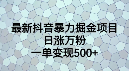 【副业项目7237期】抖音暴力掘金项目，日涨万粉，多种变现方式，一单变现可达500+-宏欣副业精选