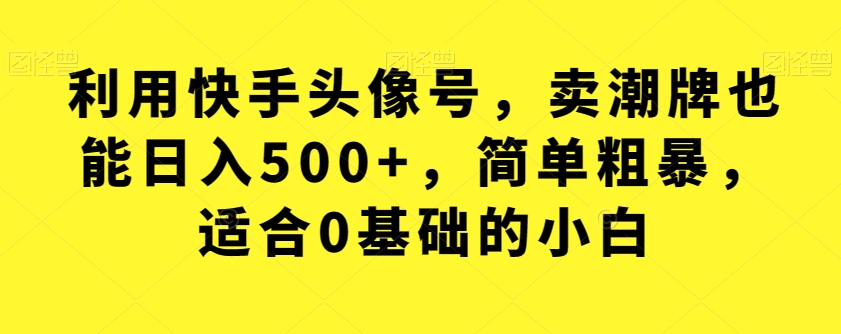 【副业项目7527期】利用快手头像号，卖潮牌也能日入500+，简单粗暴，适合0基础的小白【揭秘】-宏欣副业精选