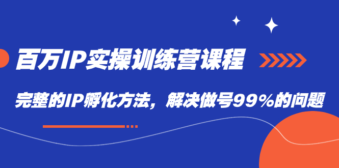 【副业项目7564期】百万IP实战训练营课程，完整的IP孵化方法，解决做号99%的问题-宏欣副业精选