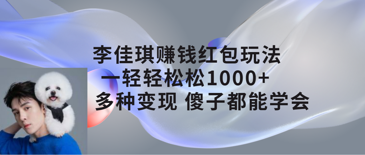 【副业项目7612期】李佳琪赚钱红包玩法，一天轻轻松松1000+，多种变现，傻子都能学会-宏欣副业精选