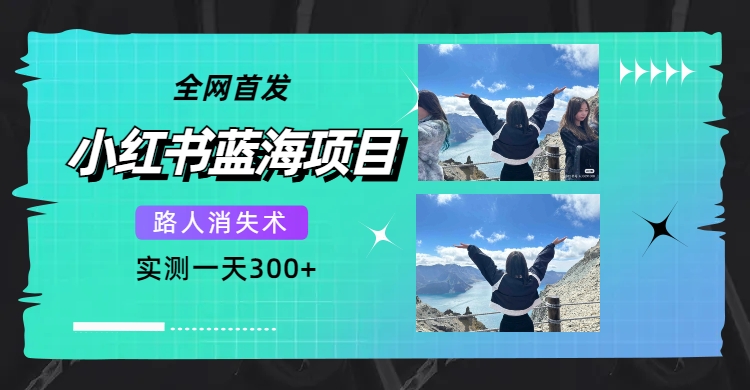 【副业项目7750期】全网首发，小红书蓝海项目，路人消失术，实测一天300+（教程+工具）-宏欣副业精选