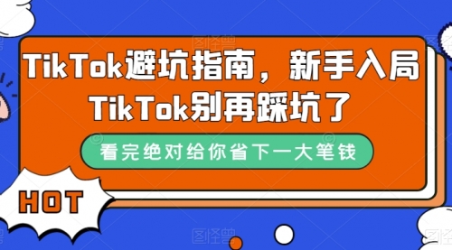 【副业项目7678期】TikTok·避坑指南，新手入局Tk别再踩坑了-宏欣副业精选