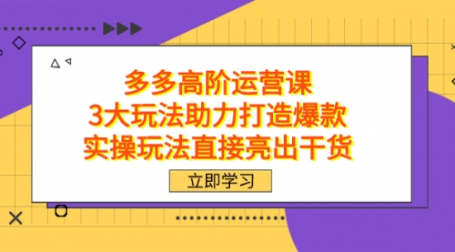 【副业项目7758期】拼多多高阶·运营课，3大玩法助力打造爆款，实操玩法直接亮出干货-宏欣副业精选