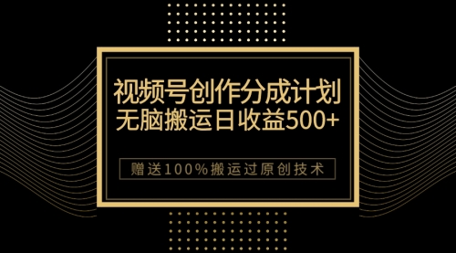 【副业项目7902期】最新视频号创作分成计划，无脑搬运一天收益500+，100%搬运过原创技巧-宏欣副业精选