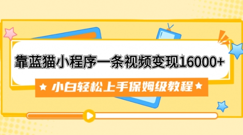 【副业项目7909期】靠蓝猫小程序一条视频变现16000+小白轻松上手保姆级教程（附166G资料素材）-宏欣副业精选