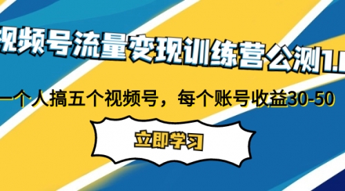 【副业项目8026期】视频号流量变现训练营公测1.0：一个人搞五个视频号，每个账号收益30-50-宏欣副业精选