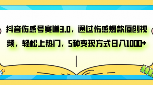 【副业项目8116期】抖音伤感号赛道3.0，通过伤感爆款原创视频，轻松上热门，5种变现日入1000+-宏欣副业精选