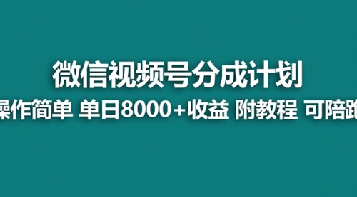 【副业项目8166期】视频号分成计划，单天收益8000+，附玩法教程！可陪跑-宏欣副业精选