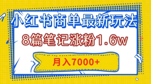 【副业项目8199期】小红书商单最新玩法，8篇笔记涨粉1.6w，几分钟一个笔记，月入7000+-宏欣副业精选