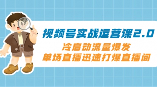 【副业项目8293期】视频号实战运营课2.0，冷启动流量爆发，单场直播迅速打爆直播间-宏欣副业精选