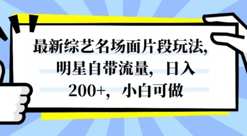 【副业项目8334期】最新综艺名场面片段玩法，明星自带流量，日入200+，小白可做-宏欣副业精选