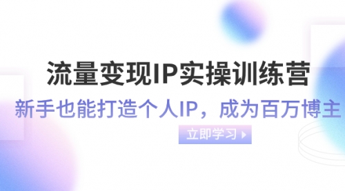 【副业项目8349期】流量变现-IP实操训练营：新手也能打造个人IP，成为百万博主-宏欣副业精选