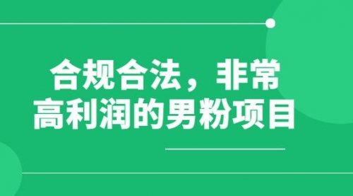 【副业项目8395期】男粉5.0，全新升级思路，一天多1500+-宏欣副业精选