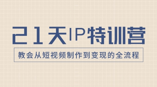 【副业项目8422期】21天IP特训营，教会从短视频制作到变现的全流程-宏欣副业精选