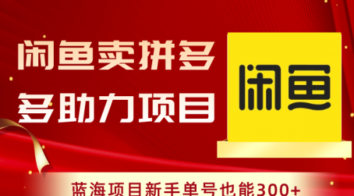 【副业项目8601期】闲鱼卖拼多多助力项目，蓝海项目新手单号也能300+-宏欣副业精选