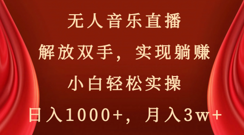 无人音乐直播，解放双手，实现躺赚，小白轻松实操，日入1000+，月入3w+-宏欣副业精选