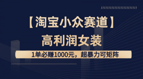 【淘宝小众赛道】高利润女装：1单必赚1000元-宏欣副业精选