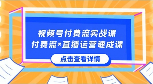 视频号付费流实战课，付费流×直播运营速成课，让你快速掌握视频号核心-宏欣副业精选