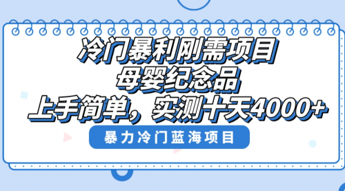 冷门暴利刚需项目，母婴纪念品赛道，实测十天搞了4000+-宏欣副业精选