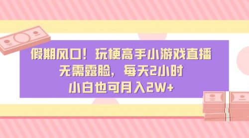 假期风口！玩梗高手小游戏直播，无需露脸，每天2小时-宏欣副业精选