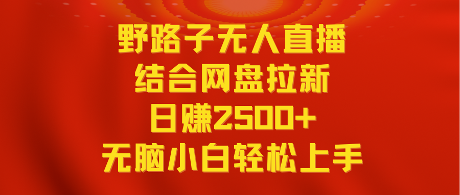 无人直播野路子结合网盘拉新，日赚2500+多平台变现，小白无脑轻松上手操作-宏欣副业精选