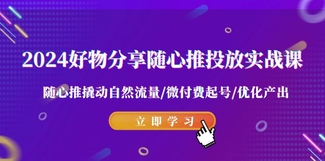 2024好物分享-随心推投放实战课 随心推撬动自然流量/微付费起号/优化产出-宏欣副业精选