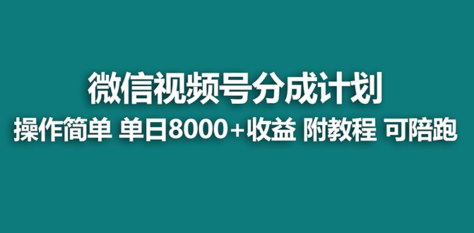 24年好项目、【蓝海项目】视频号分成计划最新玩法、单天收益8000+、附玩法教程-宏欣副业精选