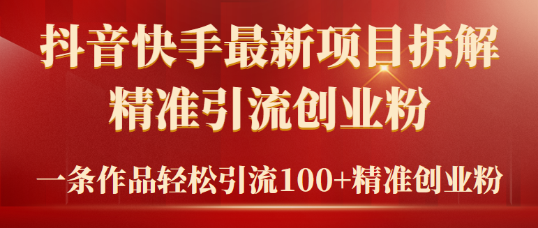 2024年抖音快手最新项目拆解视频引流创业粉，一天轻松引流精准创业粉100+-宏欣副业精选