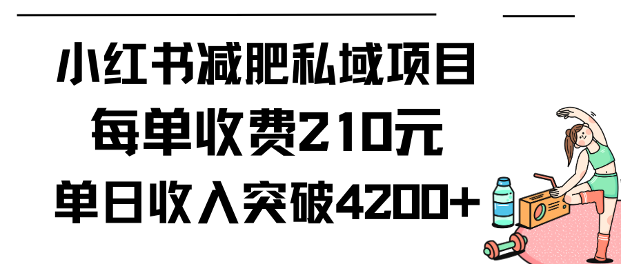 小红书减肥私域项目每单收费210元单日成交20单，最高日入4200+-宏欣副业精选