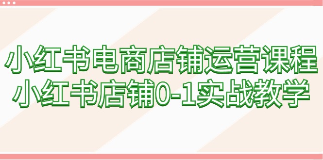 小红书电商店铺运营课程，小红书店铺0-1实战教学（60节课）-宏欣副业精选