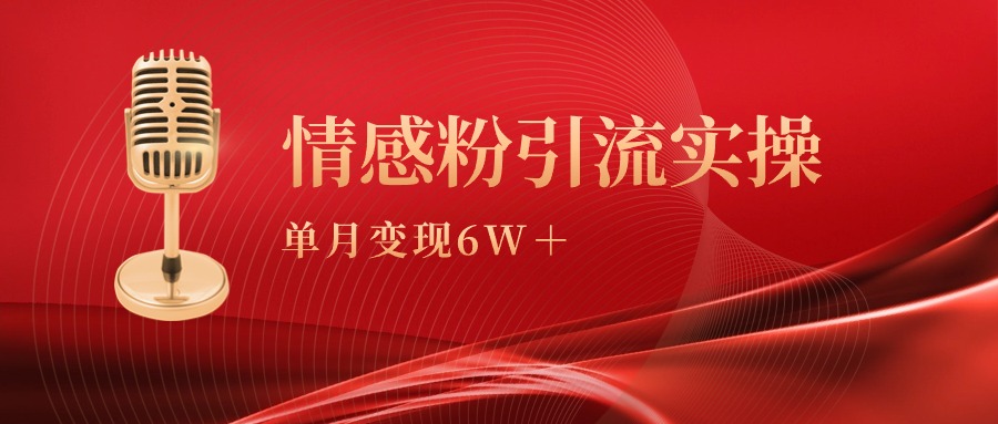 单月变现6w+，情感粉引流变现实操课-宏欣副业精选